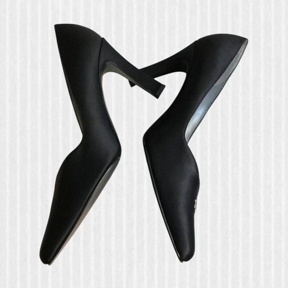 NINA Shoes Women's Size 7 Black High Heel Rayna LS Formal Lustre Satin Jeweled - Picture 9 of 11